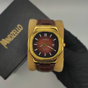 Luxurious  Watch with Leather Strap (Brown)