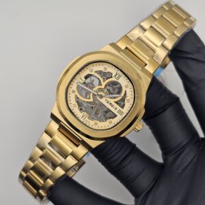 Luxury Automatic Watch with Skeleton Back (GOLD)