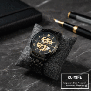 Ruxine Luxury Automatic Skeleton – Black & Gold Edition