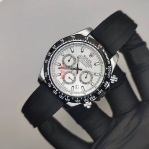 RLX Daytona - Rubber Strap - (Black Silver)